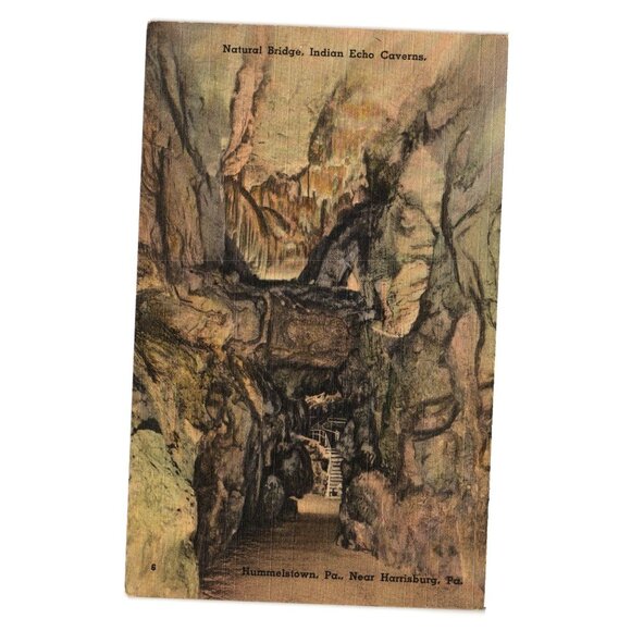 Natural Bridge Indian Echo Caverns Vintage Postcard Hummelstown PA Pennsylvania - Picture 1 of 2